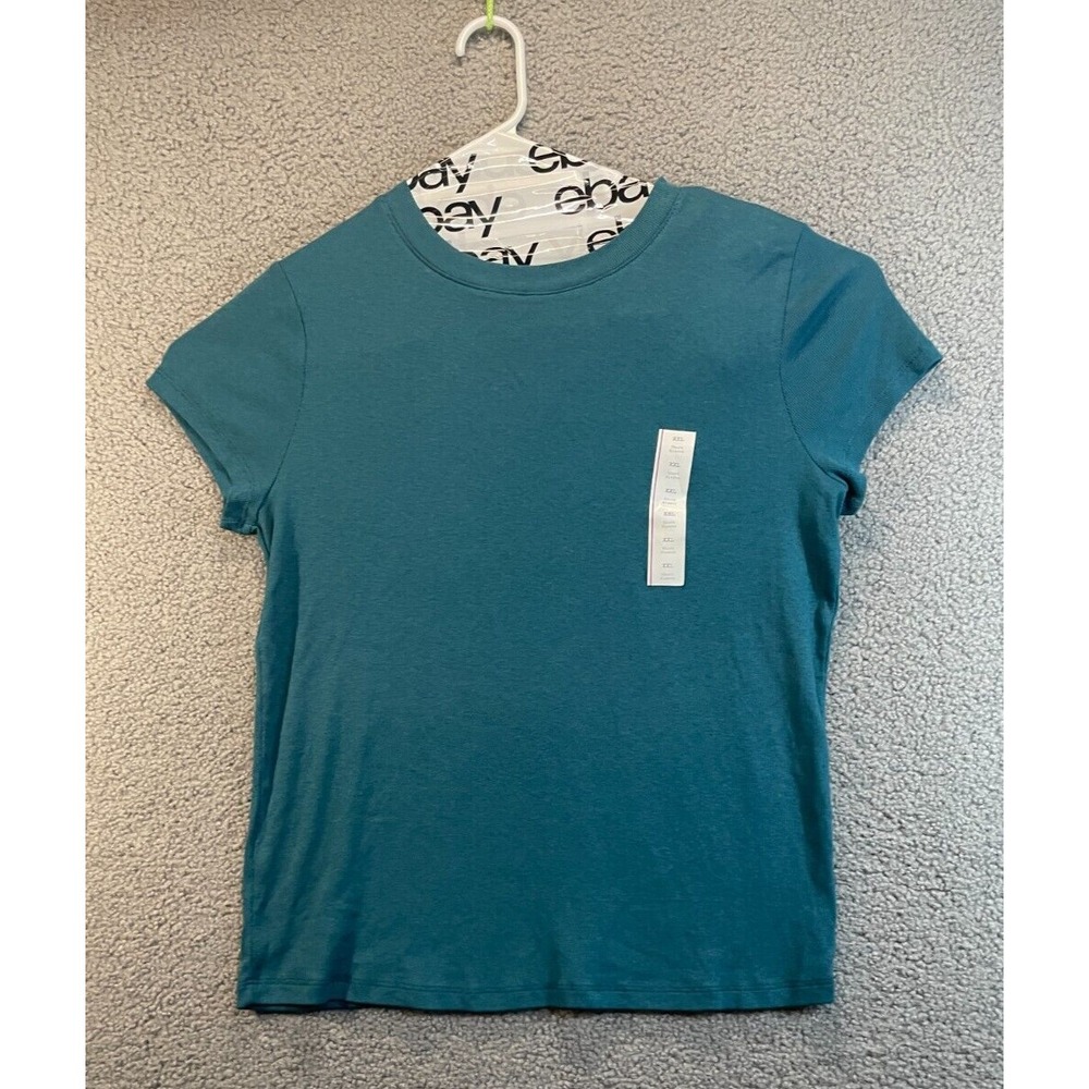 A New Day Top Women's Size XXL Green Short Sleeve Round Neck Modal Blend, New WT